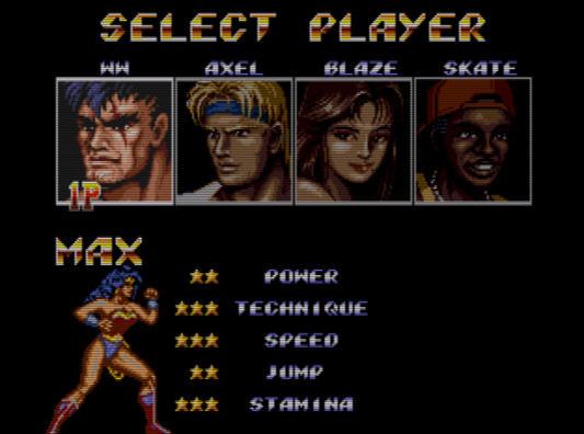 Wonder Woman in Streets of Rage 2 Sega Genesis Video Game Cart