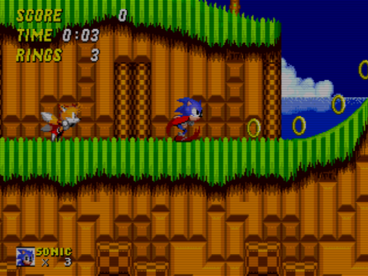 Modern Sonic in Sonic the Hedgehog 2 (Sega Genesis Repro)