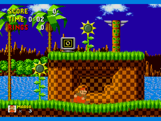 Mario in Sonic the Hedgehog Sega Genesis Repro Game Cart