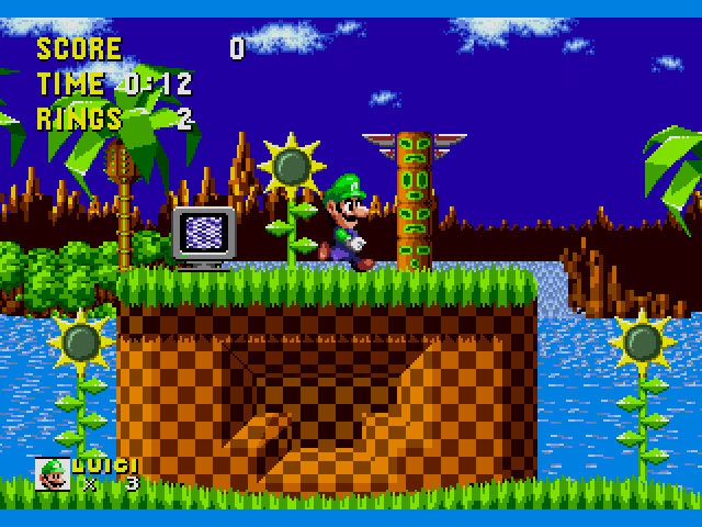 Luigi in Sonic the Hedgehog Sega Genesis Game Cart