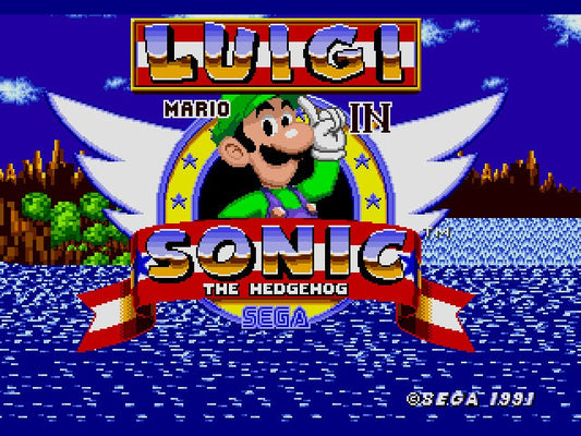 Luigi in Sonic the Hedgehog Sega Genesis Game Cart