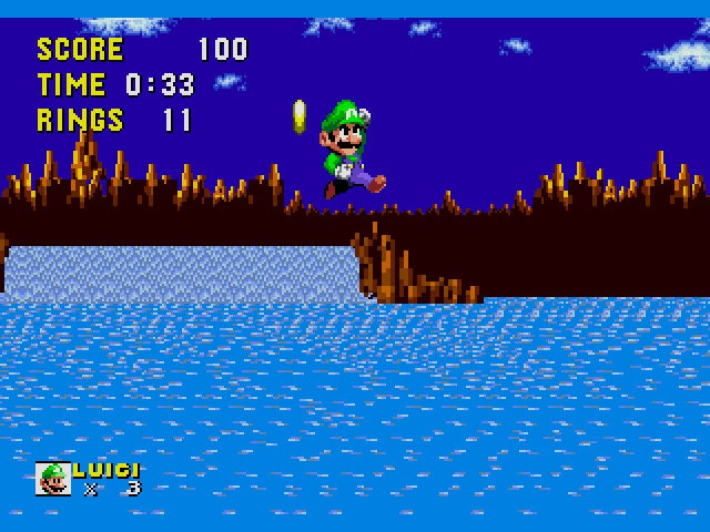 Luigi in Sonic the Hedgehog Sega Genesis Game Cart
