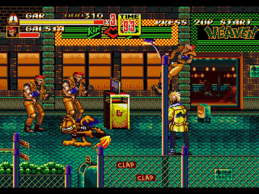 Garfield in Streets of Rage 2 Sega Genesis Game Cart