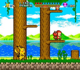 Pokemon Pikachu Version Repro SNES Side Scrolling Game