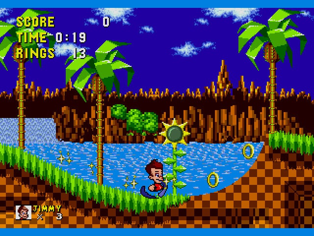 Jimmy Neutron in Sonic the Hedgehog Sega Genesis Game Cart Repro