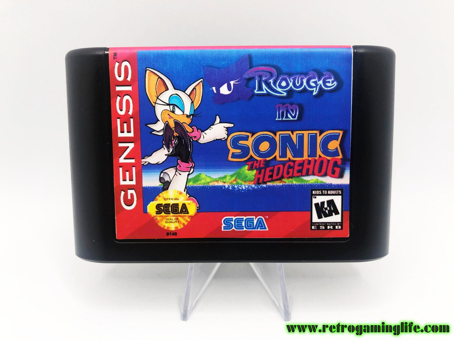Rouge the Bat in Sonic the Hedgehog Sega Genesis Game Cart Repro
