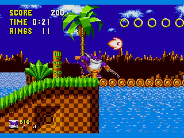 Big the Cat in Sonic the Hedgehog Sega Genesis Game Cart Repro