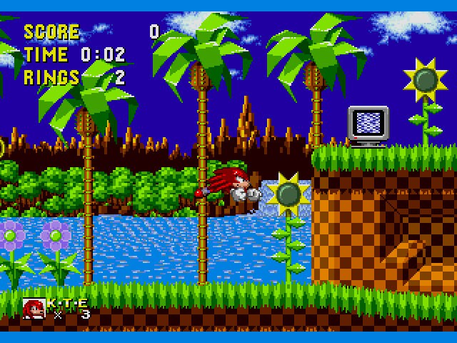 Knuckles the Echidna in Sonic the Hedgehog Sega Genesis Game Cart Repro