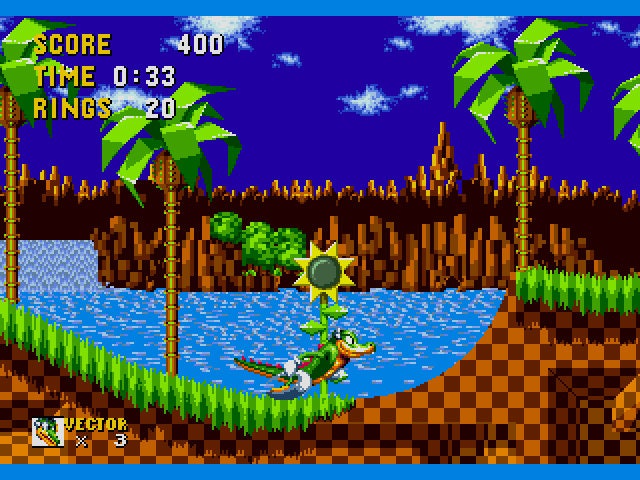 Vector the Crocodile in Sonic the Hedgehog Sega Genesis Game Cart Repro