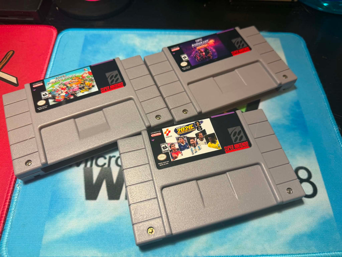 New Reproduction Cartridges Have Arrived! Super Mario Kart R, Super Mario Kart Horizons, and World Cup 2026 Superstar Deluxe!