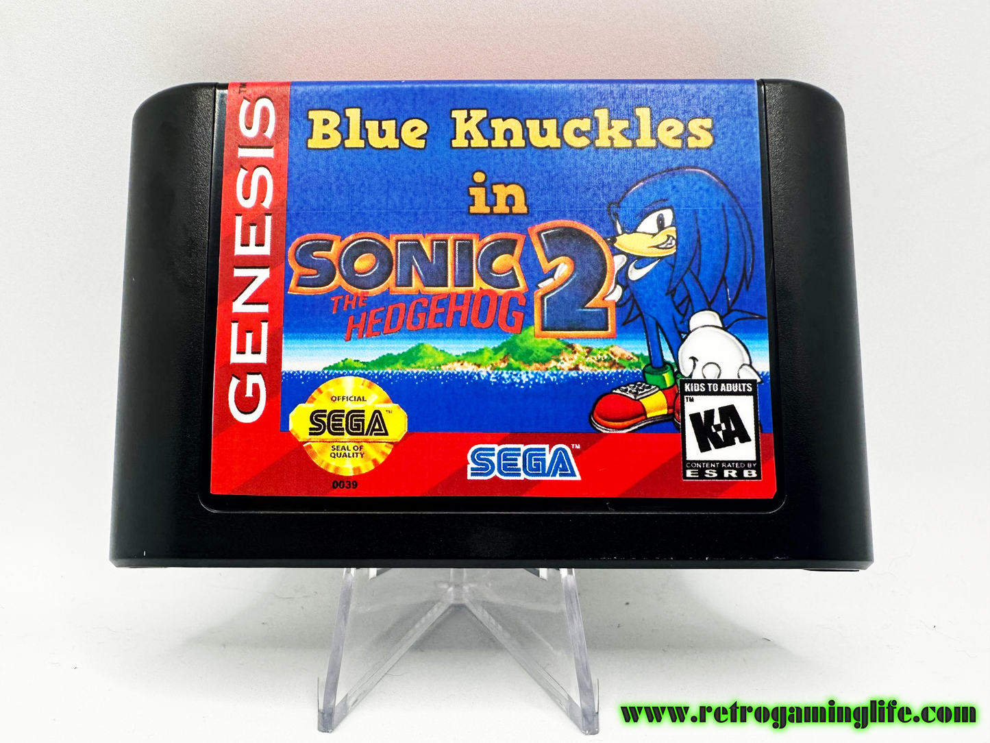 Blue Knuckles in Sonic the Hedgehog 2 Sega Genesis Repro Game Cart