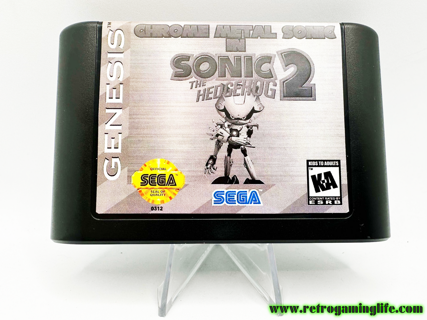 Chrome Metal Sonic in Sonic the Hedgehog 2 Sega Genesis Reproduction Video Game Cart