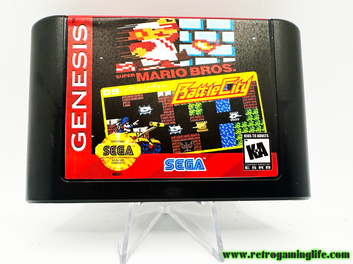 Super Mario Bros & Battle City Sega Genesis Repro Game Cart