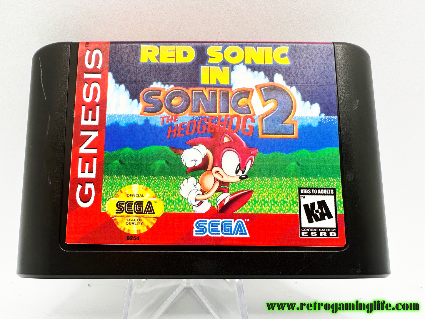 Red Sonic in Sonic the Hedgehog 2 Sega Genesis Repro Game Cart
