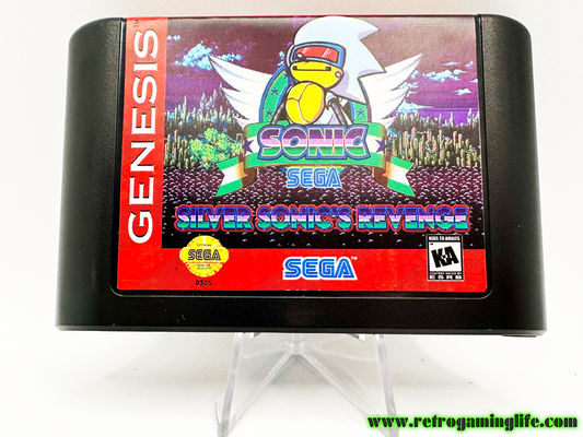 Silver Sonic's Revenge Sega Genesis Reproduction Video Game Cart