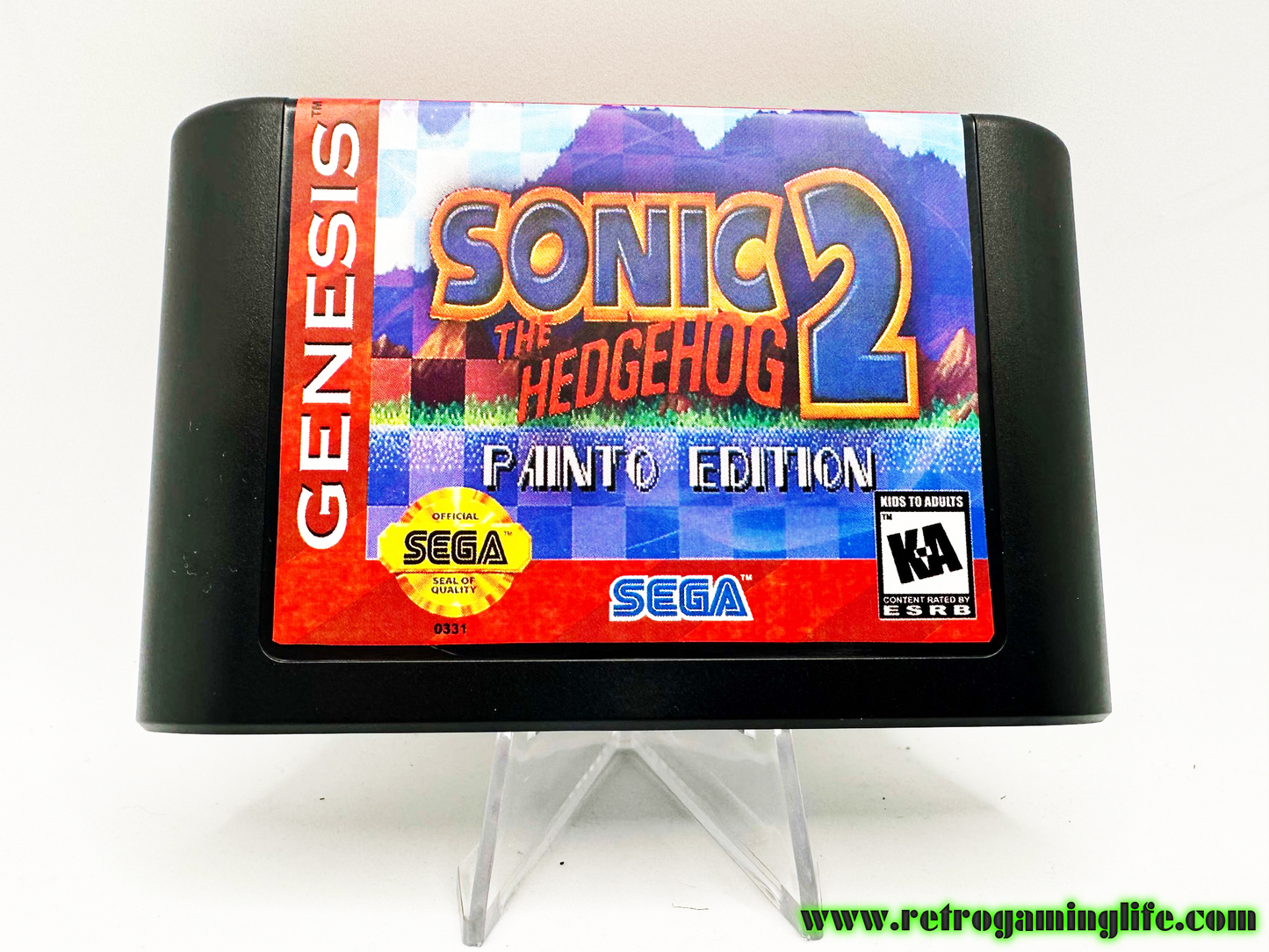 Sonic 2 Painto Edition Sega Genesis Reproduction Video Game Cart