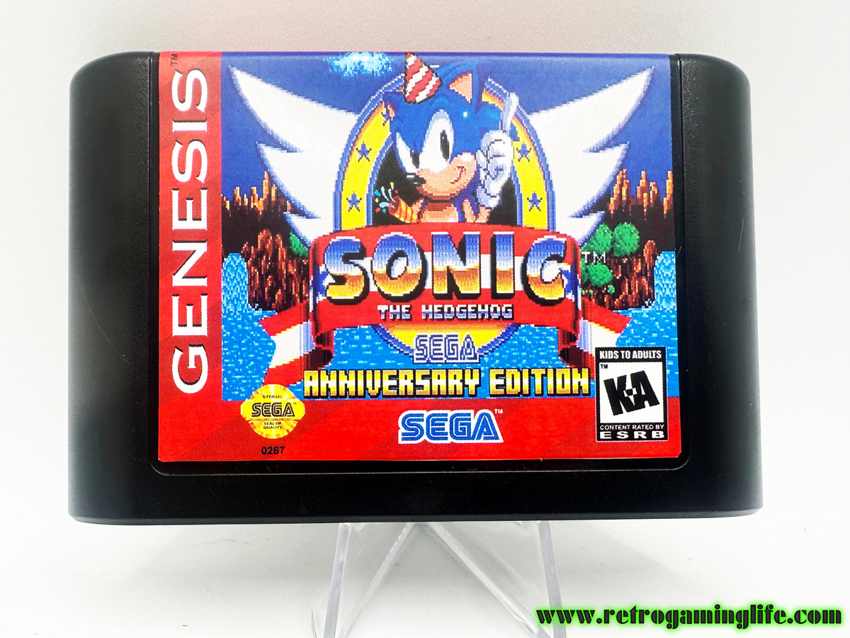 Genesis Reproductions Sonic the Hedgehog – Sega Genesis Reproduction Cart (Anniversary Editi ...