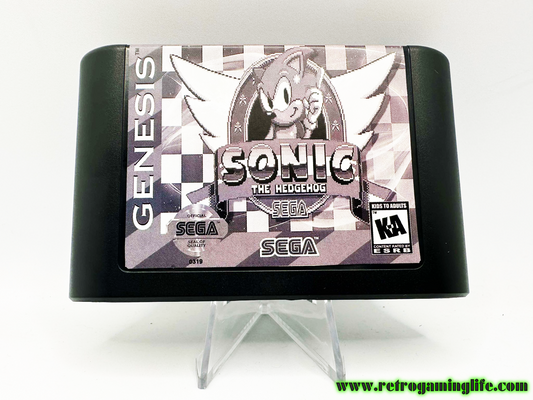 Sonic the Hedgehog Black and White World Sega Genesis Reproduction Video Game Cart