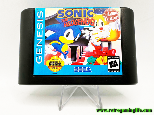 Sonic the Hedgehog Christmas Edition Sega Genesis Reproduction Video Game Cart