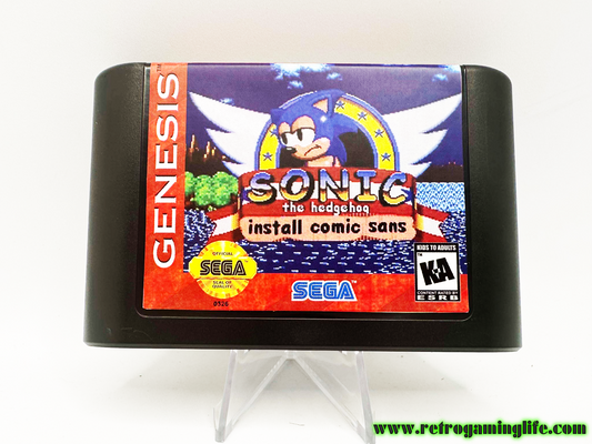 Sonic Install Comic Sans Sega Genesis Reproduction Video Game Cart