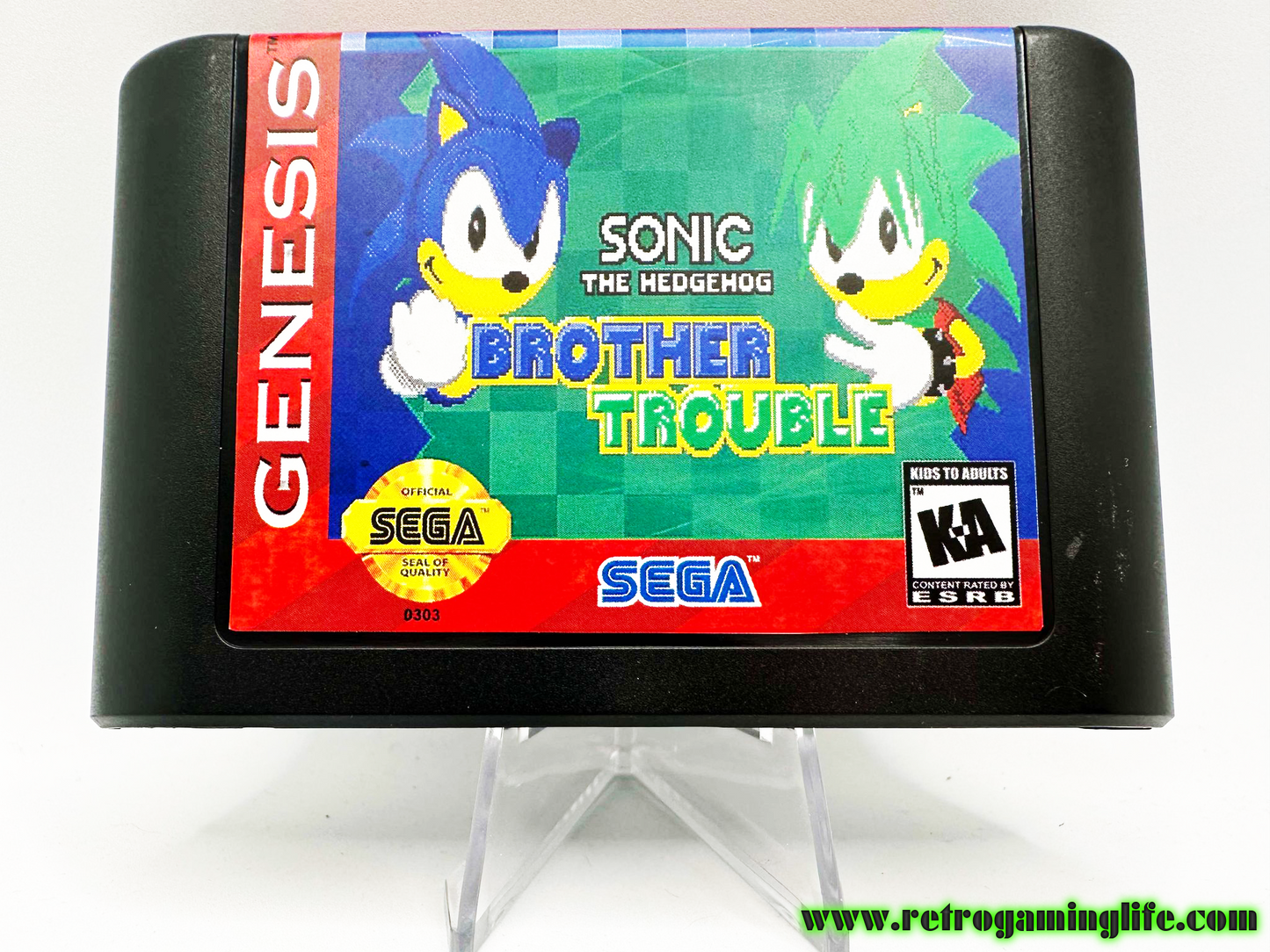 Sonic the Hedgehog Brother Trouble Sega Genesis Reproduction Video Game Cart