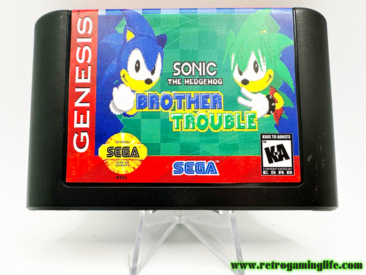 Sonic the Hedgehog Brother Trouble Sega Genesis Reproduction Video Game Cart