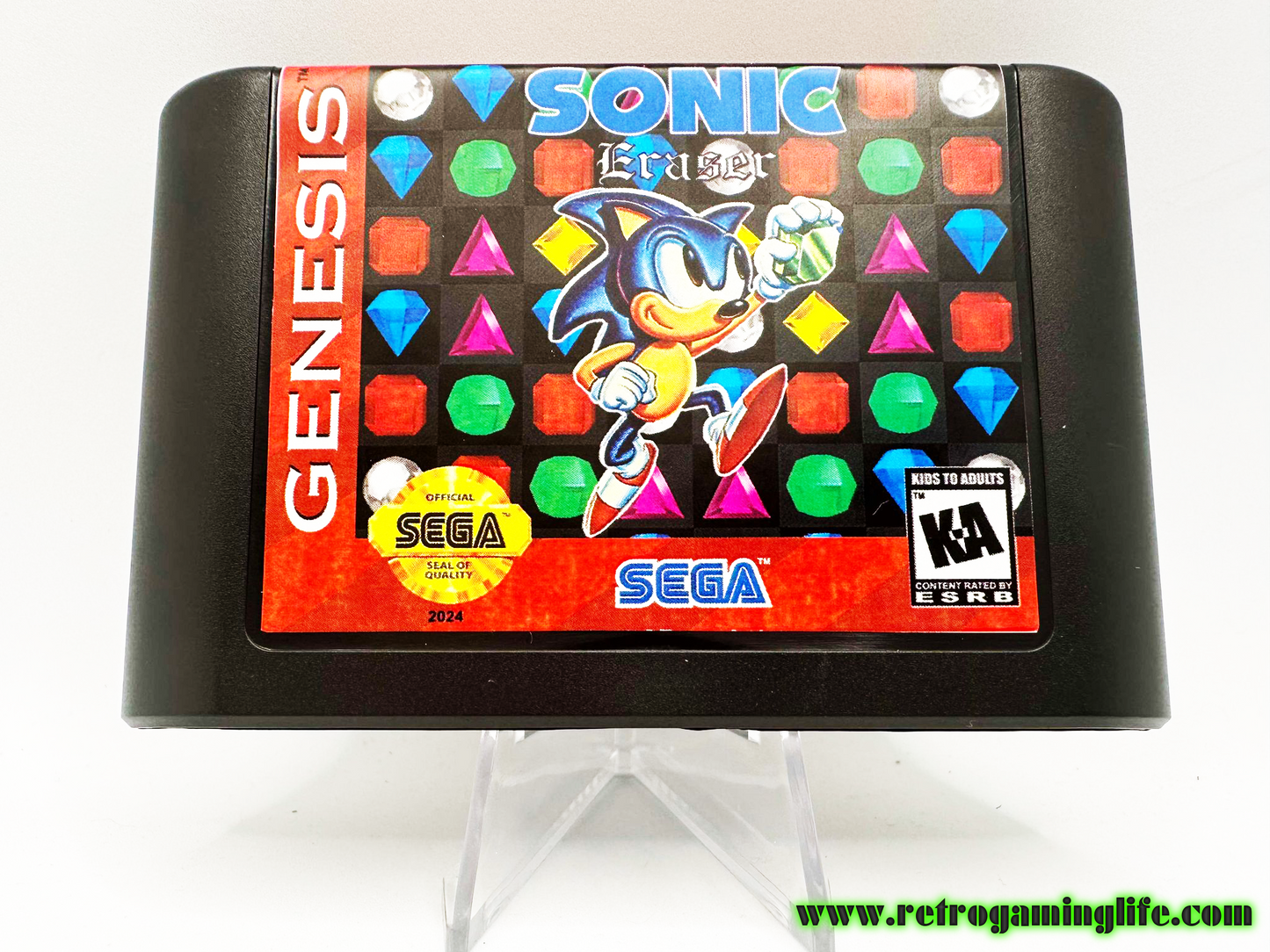 Sonic Eraser Sega Genesis Reproduction Video Game Cart