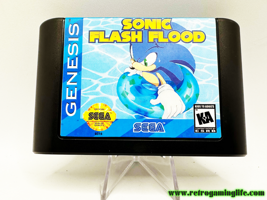 Sonic Flash Flood Sega Genesis Reproduction Video Game Cart