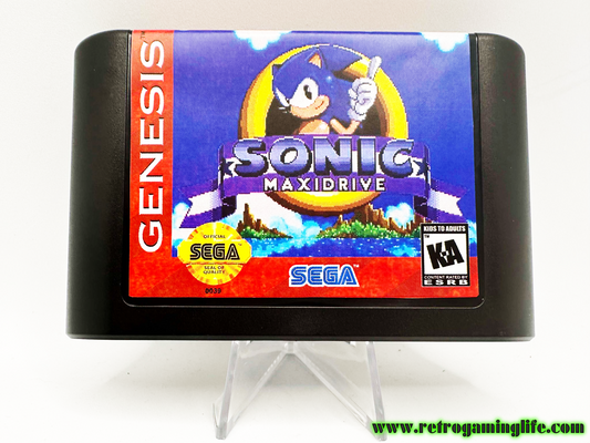 Sonic Maxidrive Sega Genesis Reproduction Video Game Cart