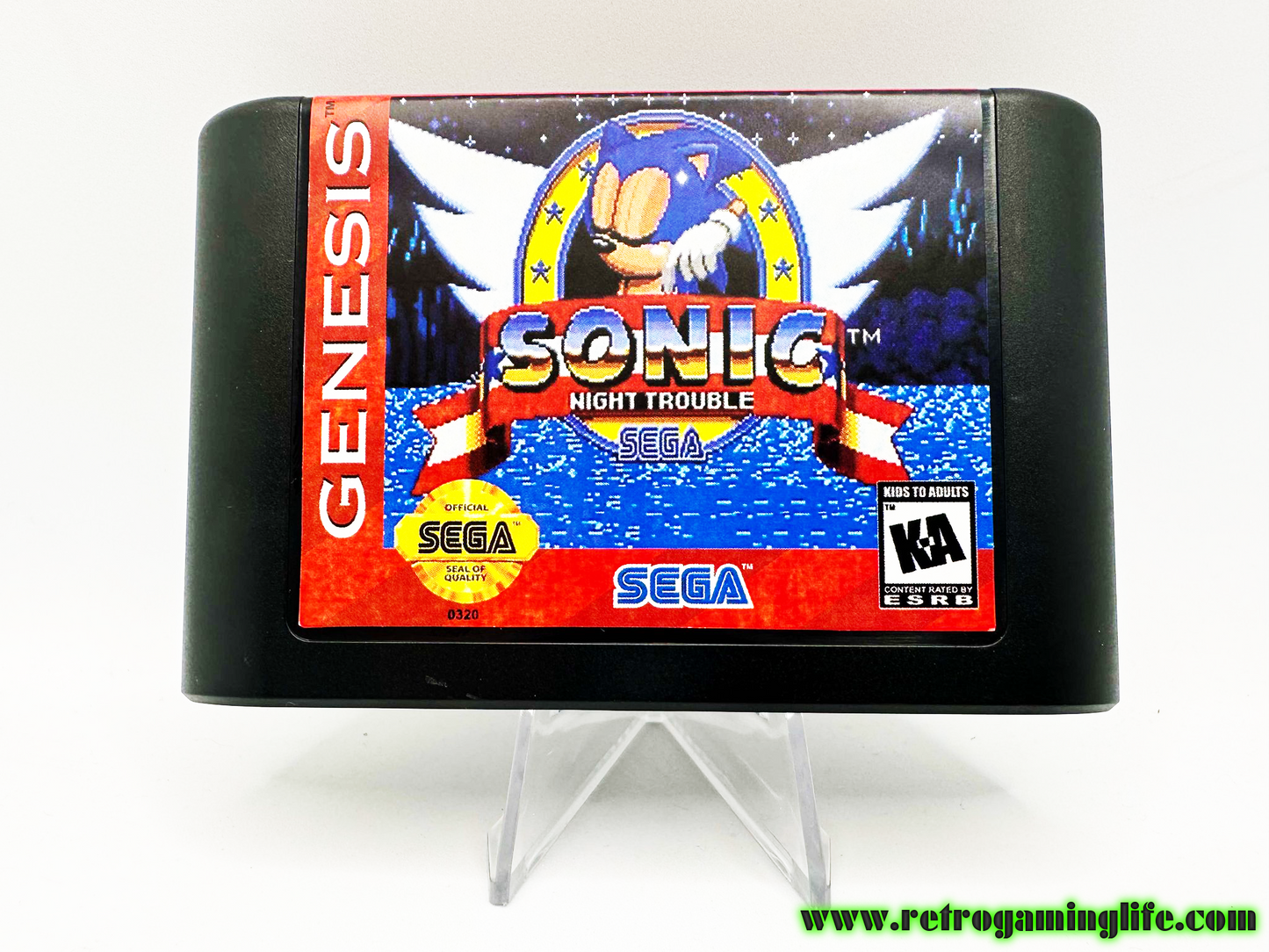 Sonic Night Trouble Sega Genesis Reproduction Video Game Cart