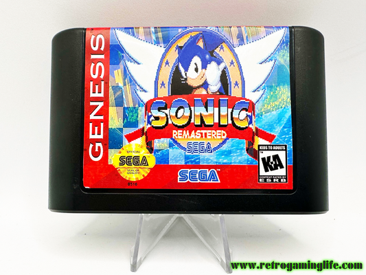 Sonic Remastered Sega Genesis Reproduction Video Game Cart