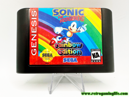 Sonic the Hedgehog Rainbow Edition Sega Genesis Reproduction Video Game Cart