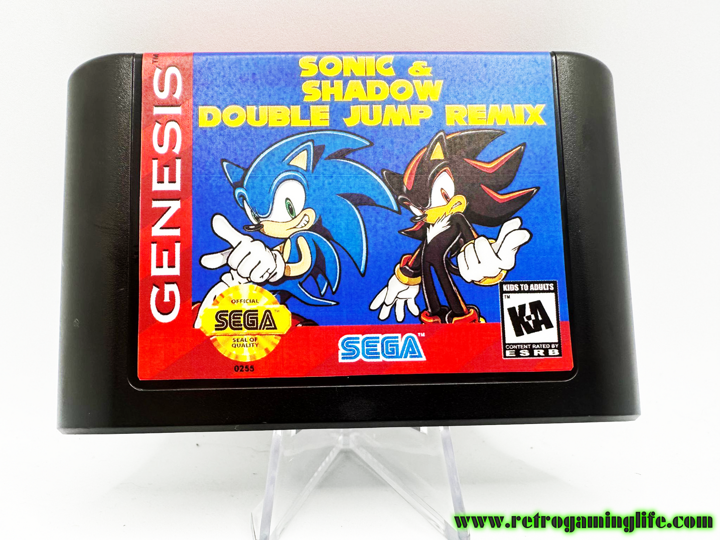 Sonic and Shadow Double Jump Remix Sega Genesis Repro Game Cart