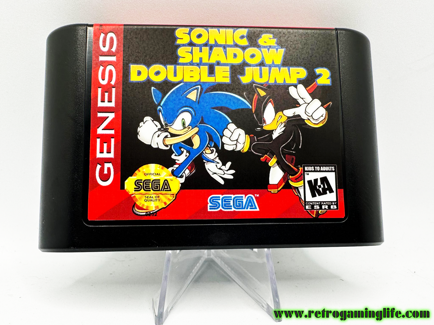 Sonic & Shadow Double Jump 2 Sega Genesis Repro Game Cart