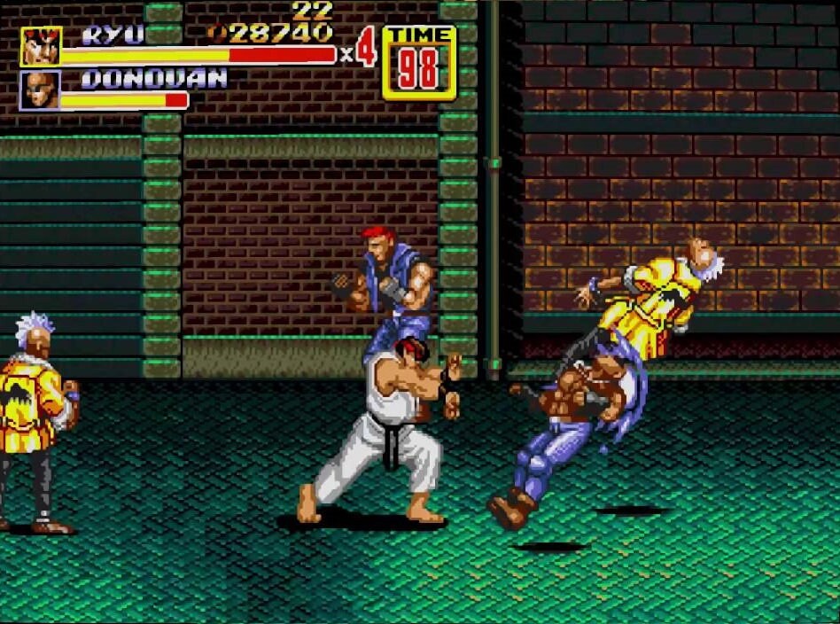 Street Fighter in Streets of Rage 2 Sega Genesis Repro Beat 'em up