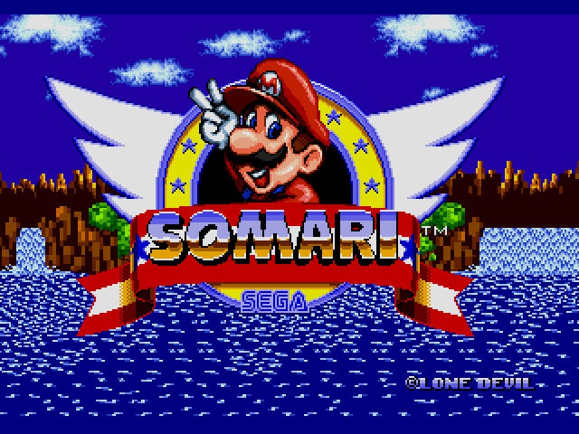 Somari the Adventurer Mario in Sonic Sega Genesis Game Cart