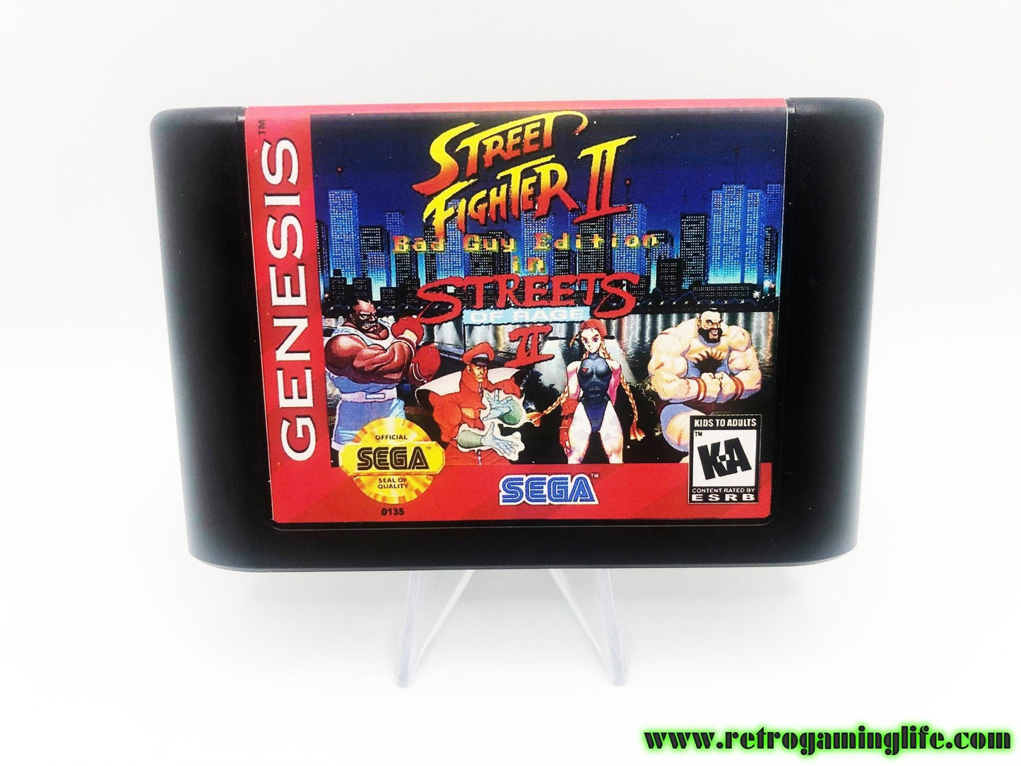 Street Fighter 2 in Streets of Rage 2 Bad Guy Edition Sega Genesis Game Cart