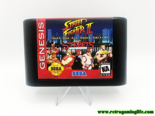 Street Fighter 2 in Streets of Rage 2 Air Combo Edition Sega Genesis Game Cart