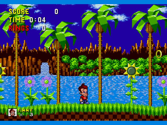 Jimmy Neutron in Sonic the Hedgehog Sega Genesis Game Cart Repro