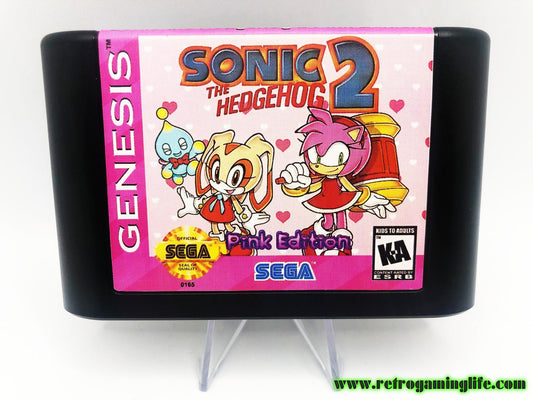 Sonic the Hedgehog 2 Pink Edition Sega Genesis Game Cart Repro