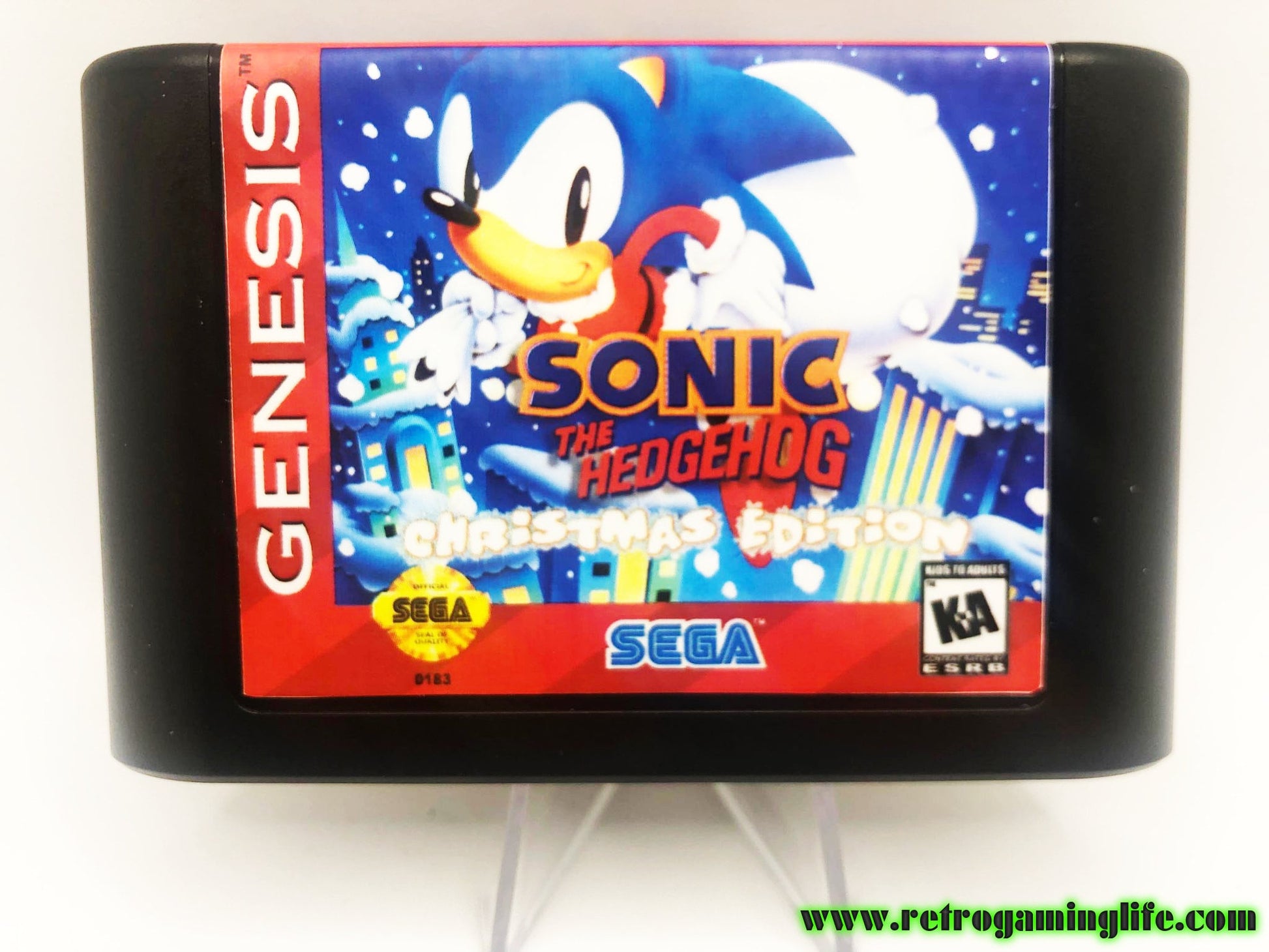 Sonic the Hedgehog Christmas Edition Sega Genesis Repro Game Cart