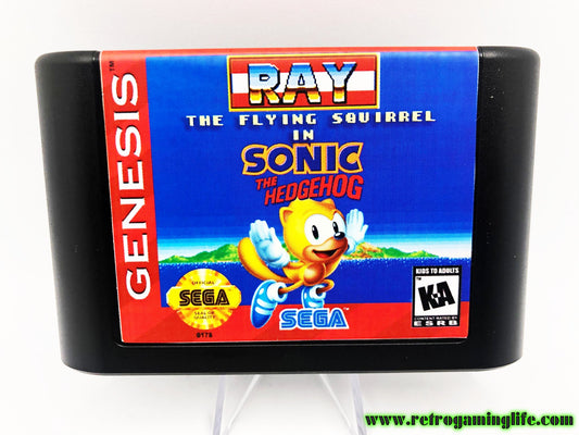 Ray the Flying Squirrel in Sonic the Hedgehog Sega Genesis Game Cart Repro