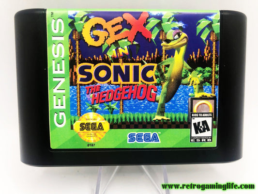 Gex the Gecko in Sonic the Hedgehog Sega Genesis Game Cart Repro