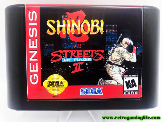 Shinobi in Streets of Rage 2 Sega Genesis Repro Game Cart